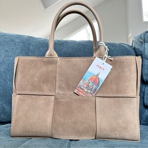Isadora Suede Woven Tote Bag